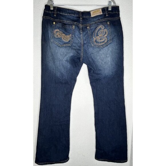Coogi Jeans Womens 18W Bootcut Stretch Denim Gold Embroidered Pockets Y2K Retro - Picture 2 of 16
